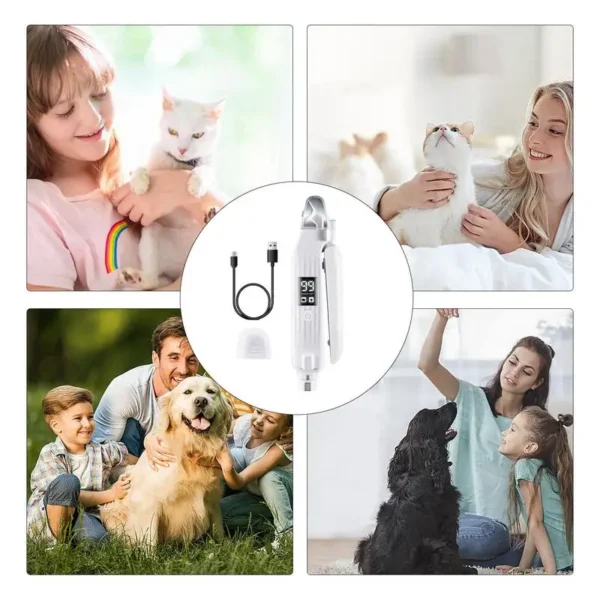 Dog Nail Grinder Electric Rechargeable Dog Nail Trimmer With LED Light Ergonomic Pet Paws Grooming Tool Quiet File Toenail
