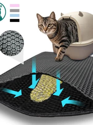 Cat Litter Mat Double Layer Cat Litter Box Waterproof Mat Non-slip Sand Cat Foldable Pad Washable Mat Pet Clean Supplies