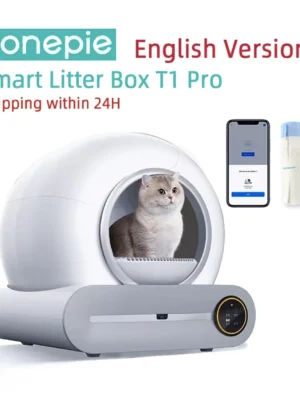 PlayPet 65L Automatic Smart Cat Litter Box Self Cleaning Fully Enclosed Cat Litter Box Pet Toilet Litter Tray
