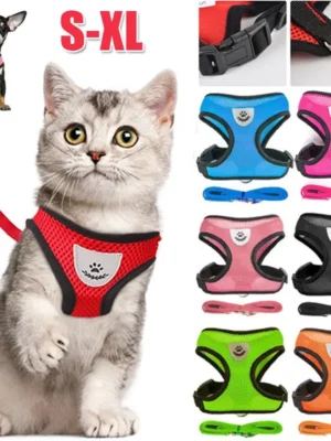 Cat Dog Harness with Lead Leash Adjustable Vest Polyester Mesh Breathable Harnesses Reflective sti for Small Dog Cat accessories