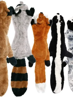 Funny Simulated Animal No Stuffing Dog Toy with Squeakers Durable Stuffingless Plush Squeaky Dog Chew Toy Crinkle Pet Squeak Toy