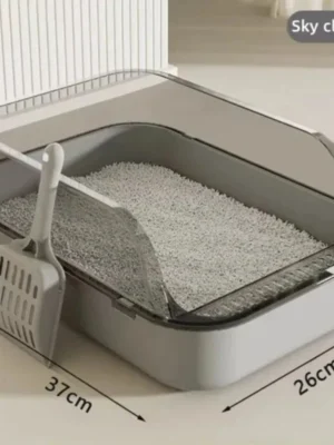 Kitty Sandbox Cat Litter Box Semi-enclosed Splashproof Cat Tray Cat Toilet Cleaning Basin Supplies Pet Toilet Kitten Tray Bedpan