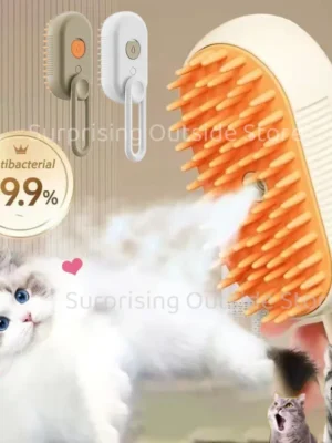 Cat Dog Pet Spray Massage Brush 3 in 1 One Button Steam Spray Folding Rotatable Floating Hair Bath Hair Removal Brush Comb