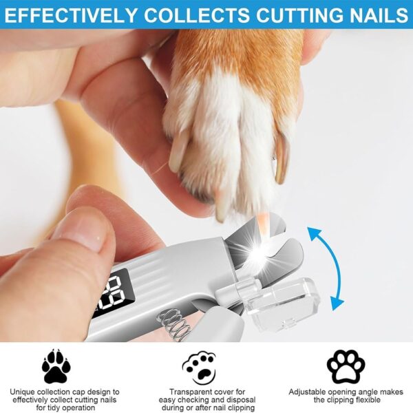 Dog Nail Grinder Electric Rechargeable Dog Nail Trimmer With LED Light Ergonomic Pet Paws Grooming Tool Quiet File Toenail