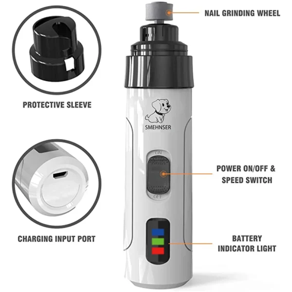 Rechargeable Dog Nail Grinders USB Charging Pet Nail Clippers Electric Dog Cat Paws Nail Grooming Trimmer Tools